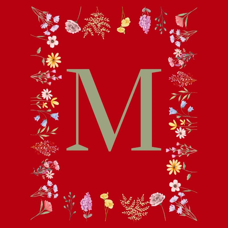 Initiale M Blumen Monogramm