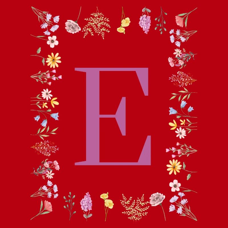 Monogram E with spring blossoms