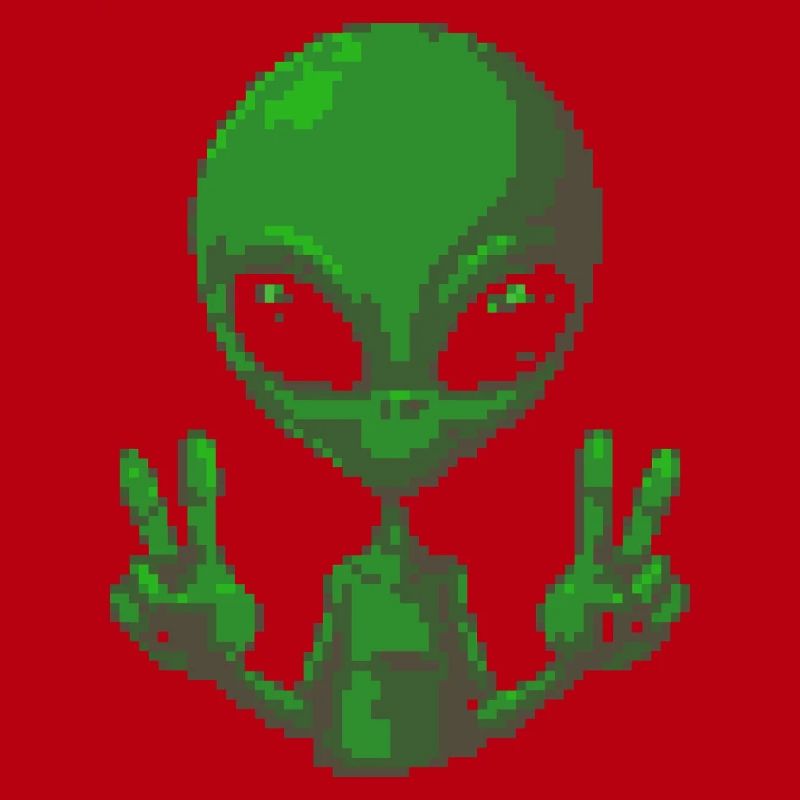 Pixel Alien Friedenszeichen-Tee