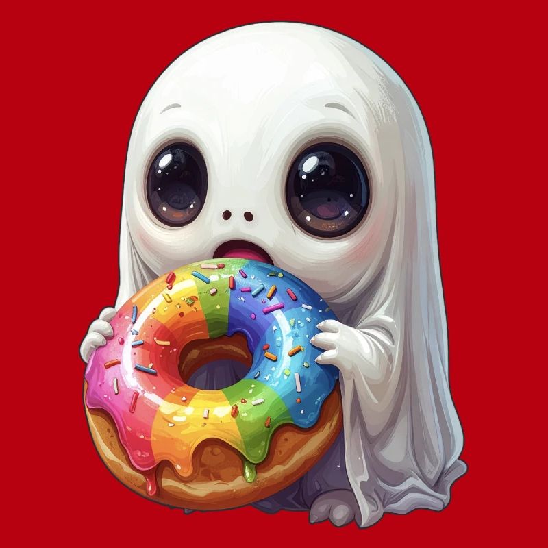 Fantôme de beignet flippant et mignon