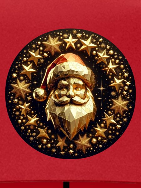Weihnachtsmann mit Mütze und Sternen