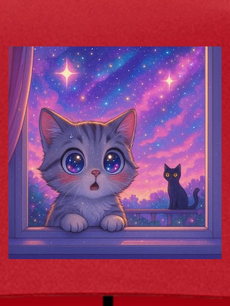 Kosmische Katze mit Sternenaugen