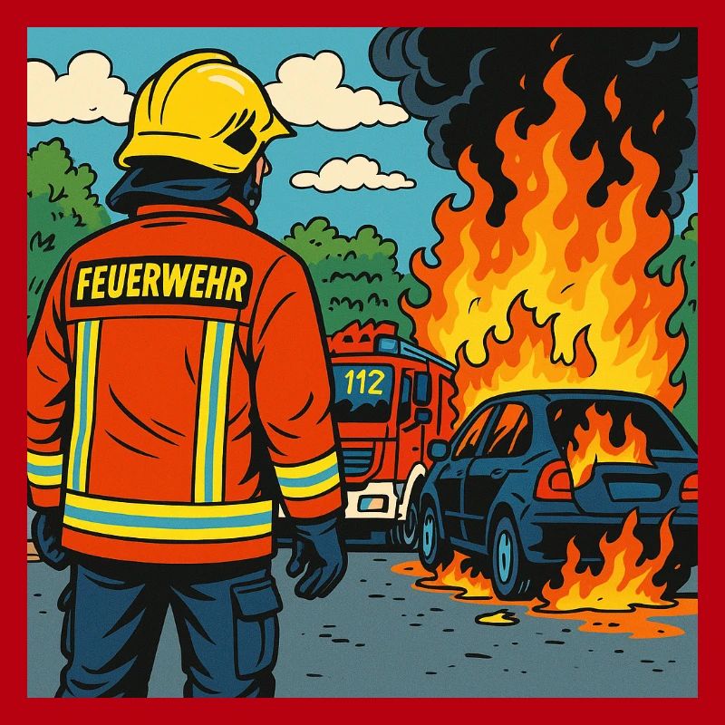 Brandbekämpfer Cartoon Einsatz