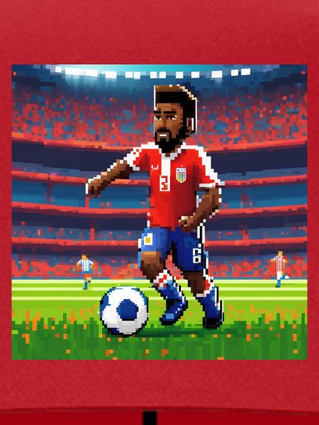 Pixel-Spieler-Charakter auf dem Spielfeld