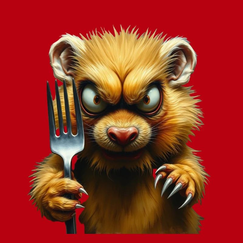 Horror-Hamster mit Gabel
