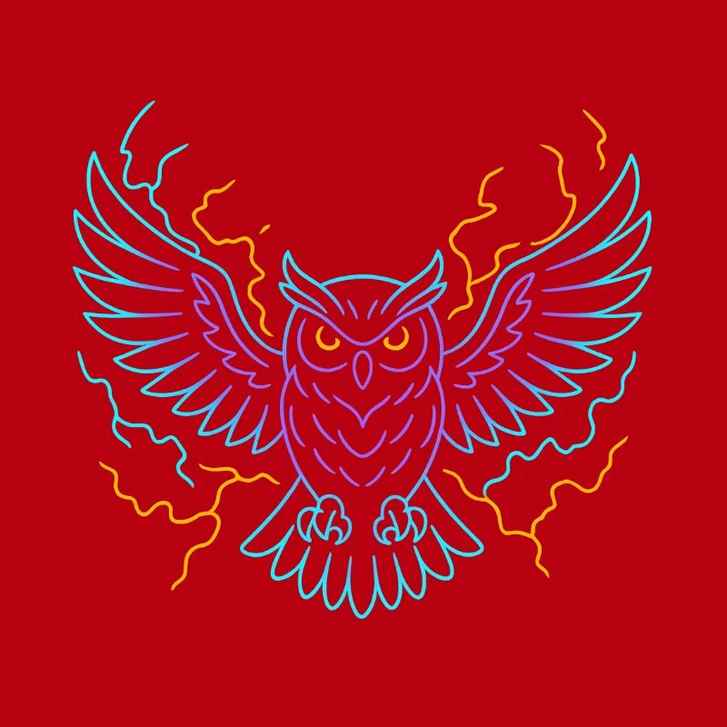 Neon-Eule mit Blitzen