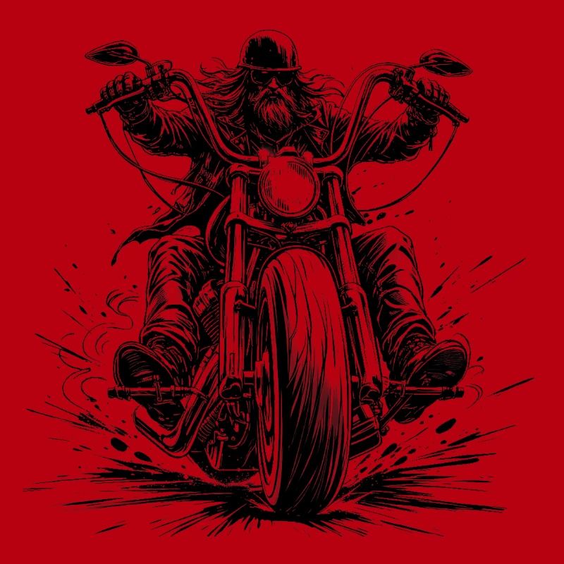 Chopperfahrer frontal im Comic-Stil