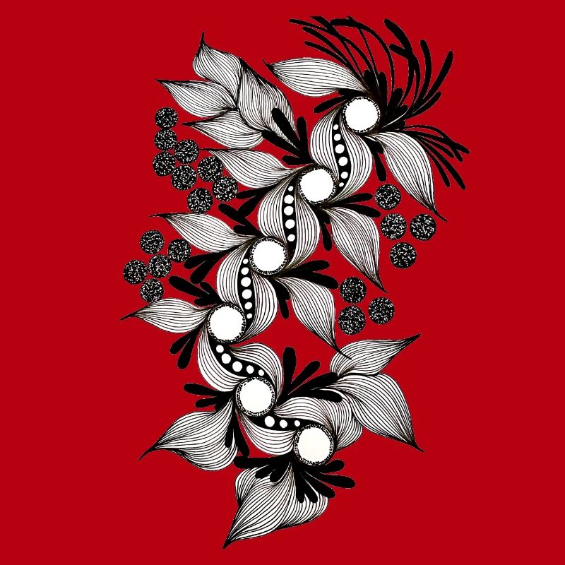 Spirale de fleurs noires et blanches