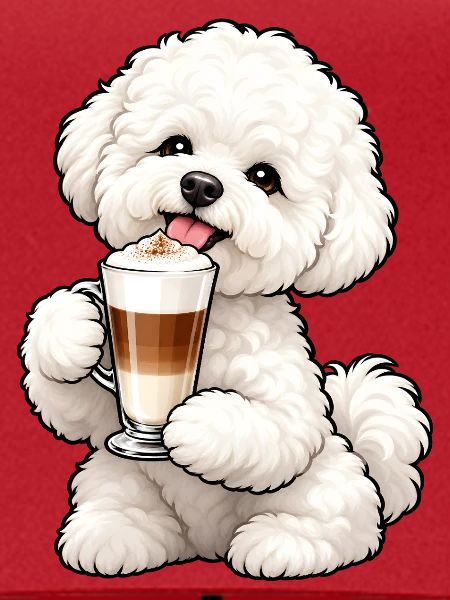Bichon Frisé mit Latte Macchiato