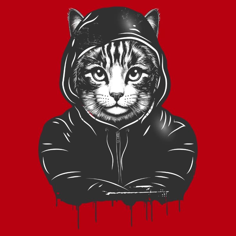 Tête de chat avec capuche à capuche dans le style Graffiti