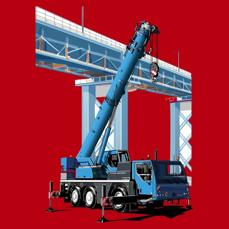 Mobile crane assembles bridge sections