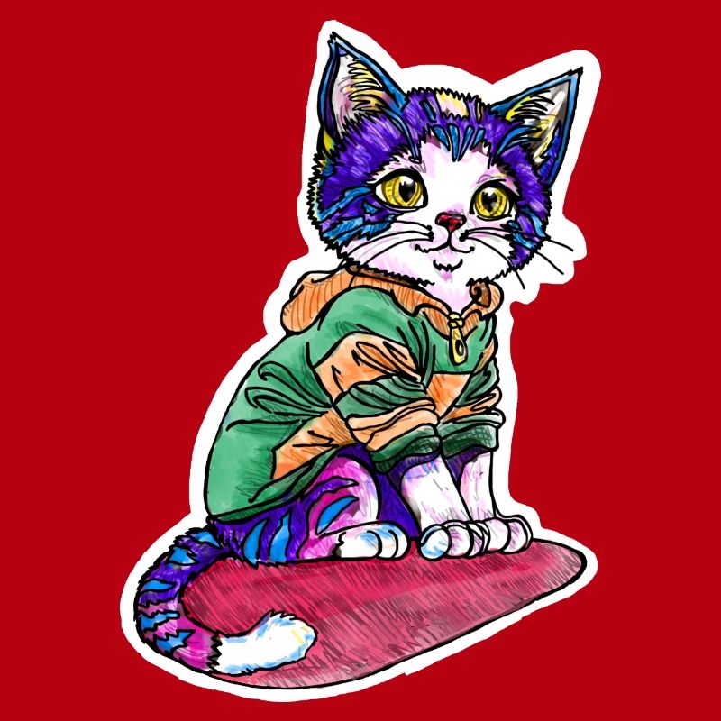 Chat en pull vert