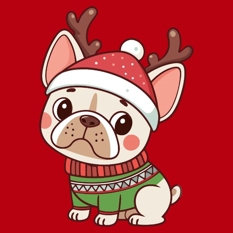 Chiot Noël Bonnet et Pull Vert