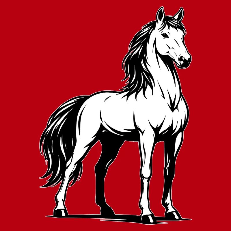 Pferd_stehend_Schwarz-White