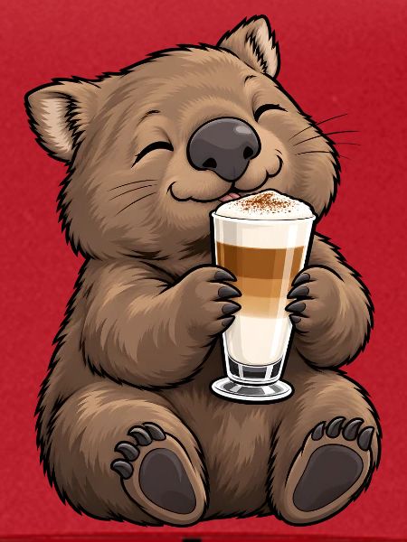 Wombat mit Latte Macchiato
