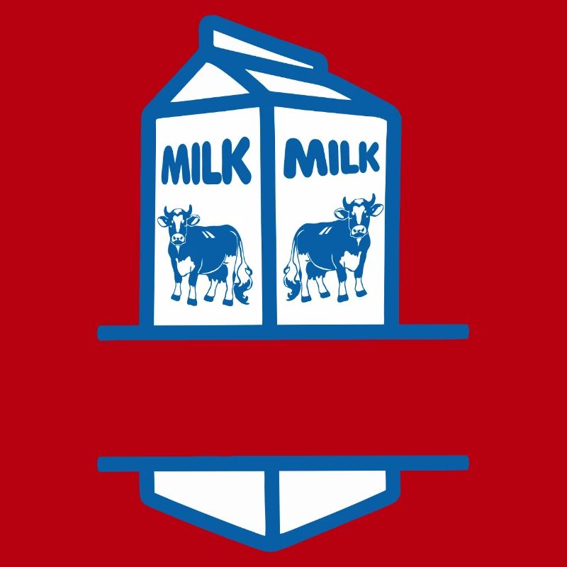 Blauer Milchkarton mit Kuh-eigenem Text