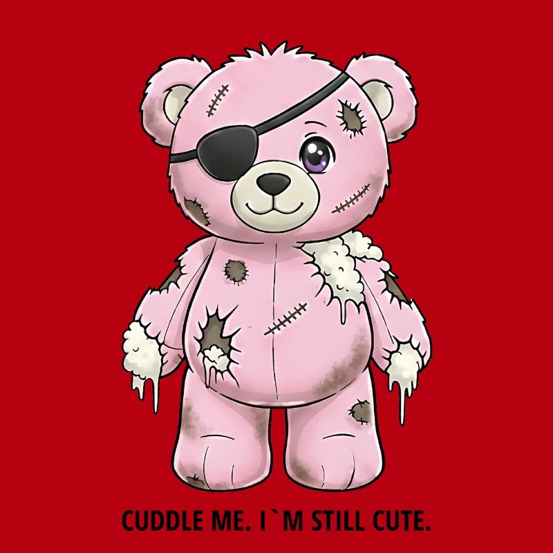 Patchwork Pink Teddy Bear with Eye Patch