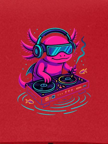 DJ-Axolotl mit Cyperpunk Vibe