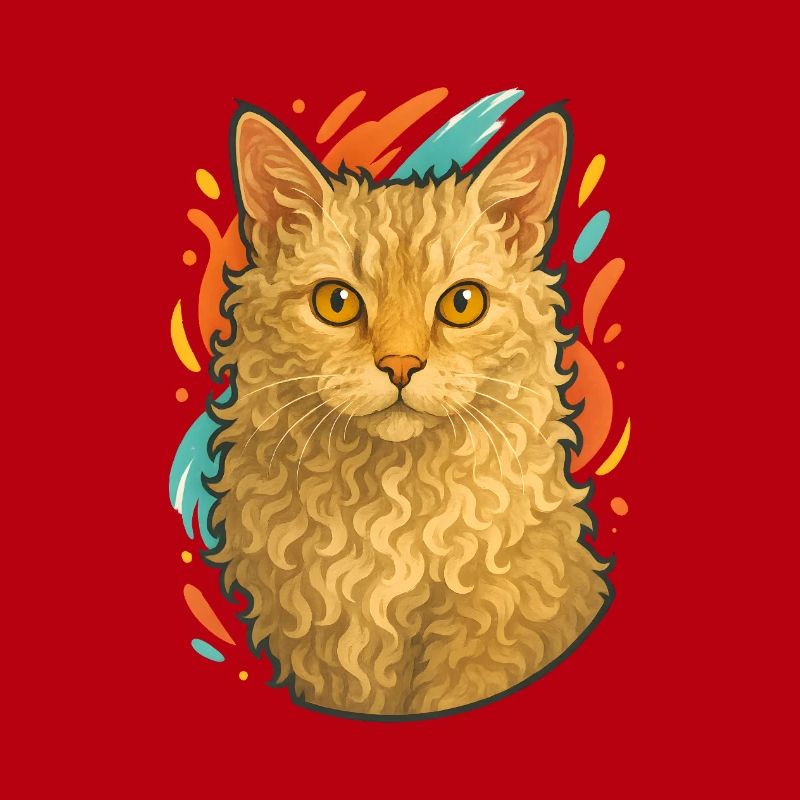 LaPerm Katze mit lebendigem Hintergrund
