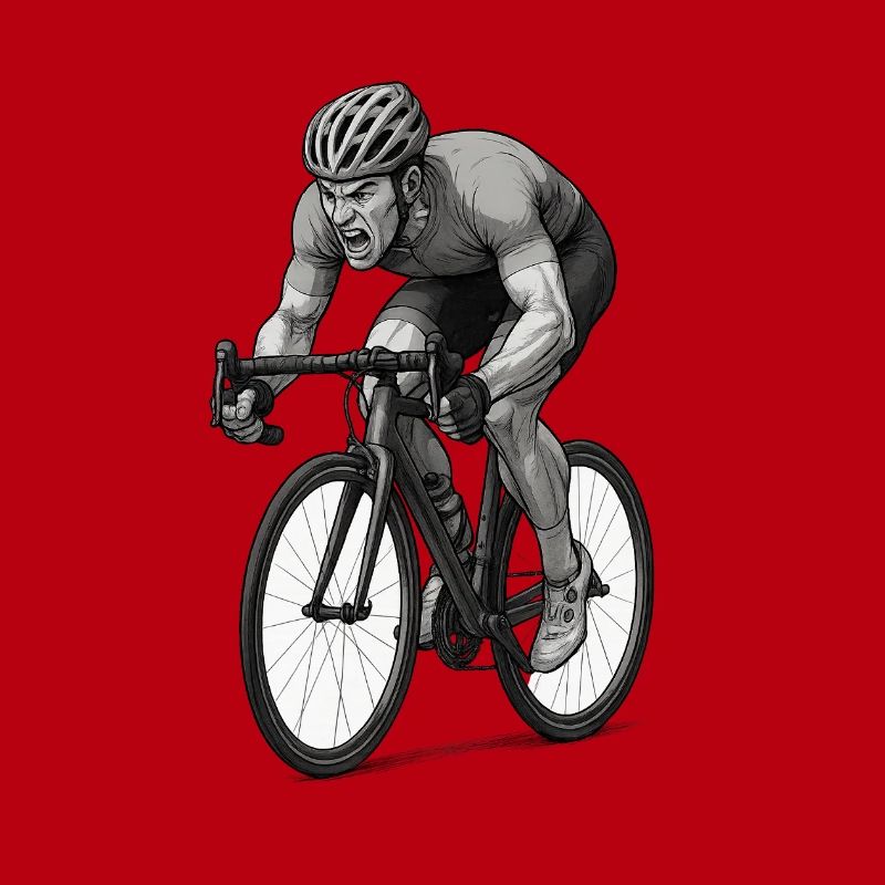 Rennrad Sprinter Comic Illustration