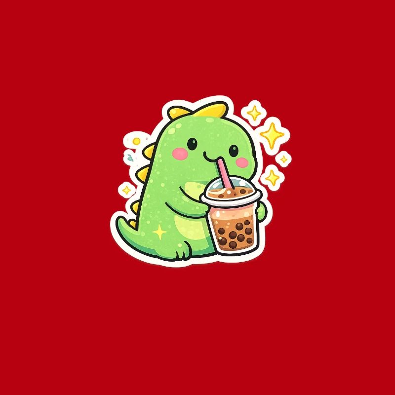 Süßer Dino mit Bubble Tea