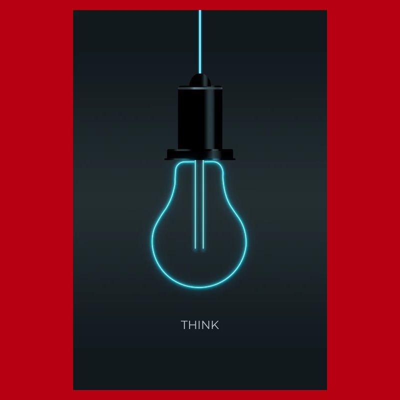 Think – Creative Neon Idea in Electric Blue