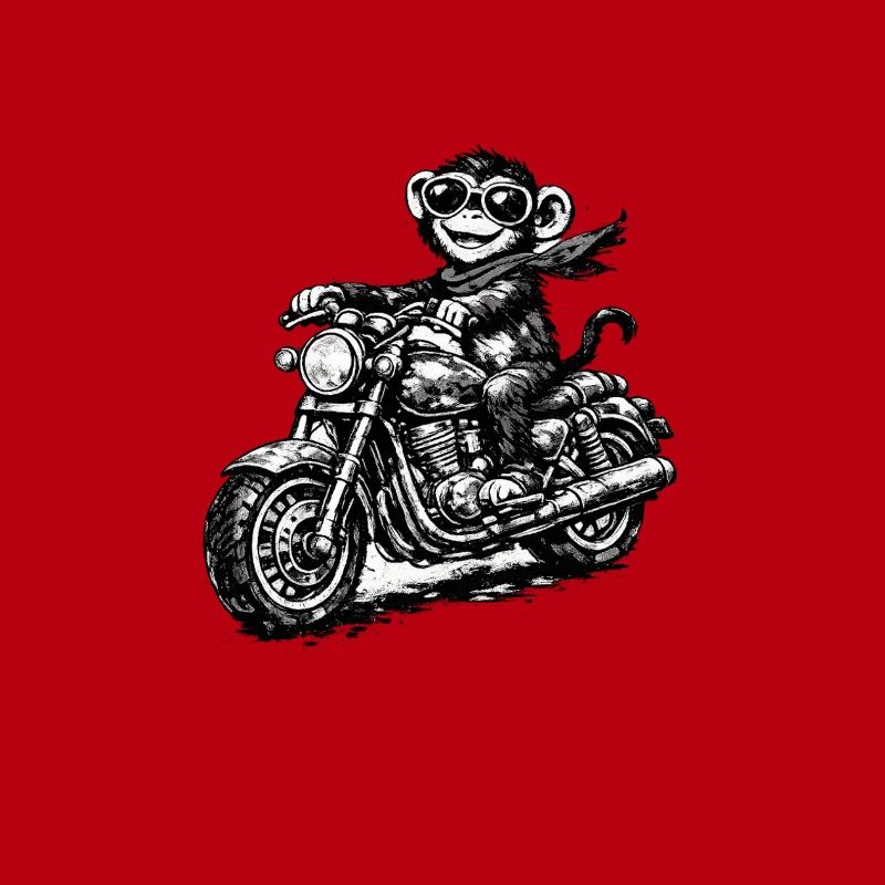 Monkey on motorcycle sketch style