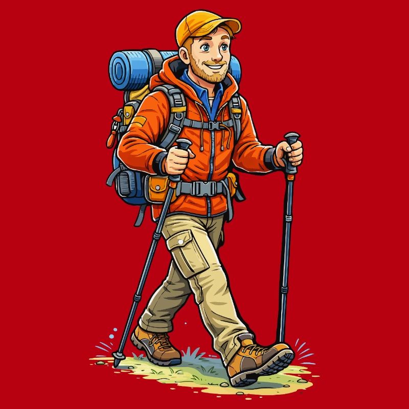 Adventurous hiker with backpack