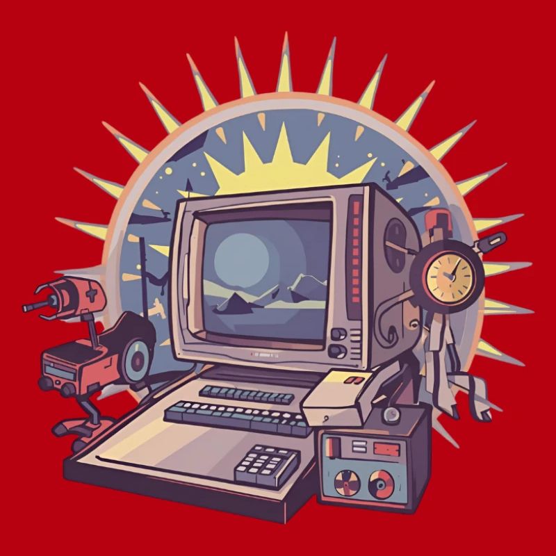 Futuristic computer with retro elements