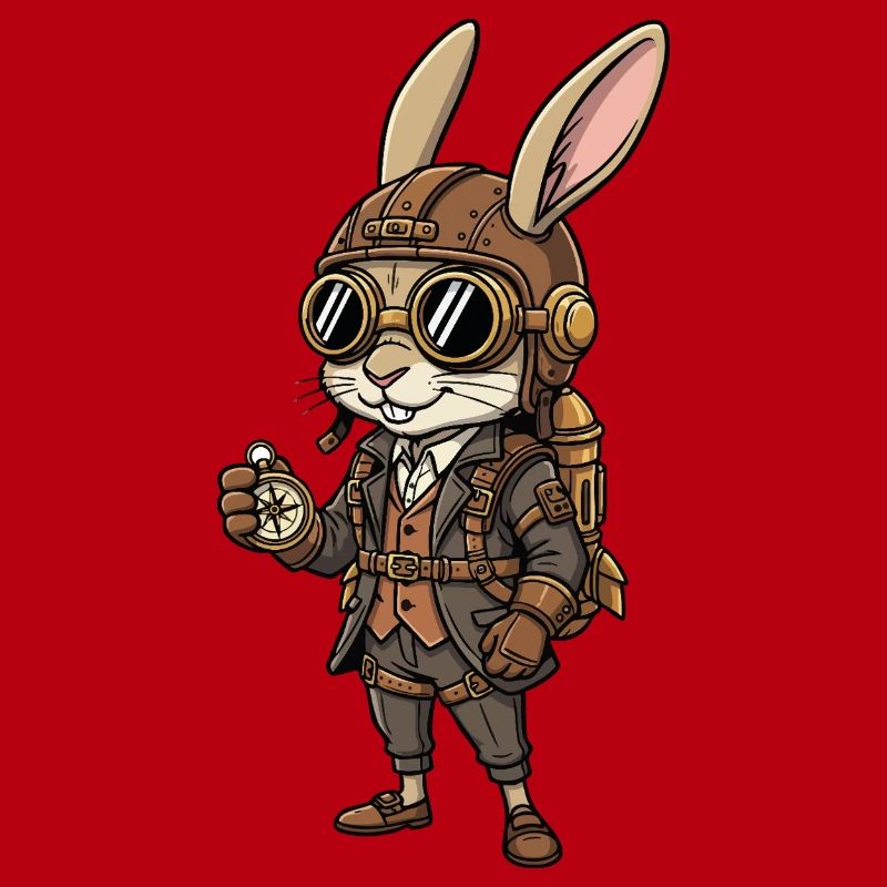 Bunny Explorer Steampunk Compass Retro