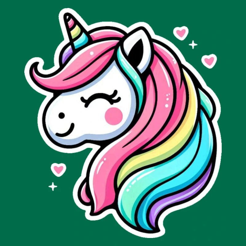 Einhorn Comic Regenbogen Herzen