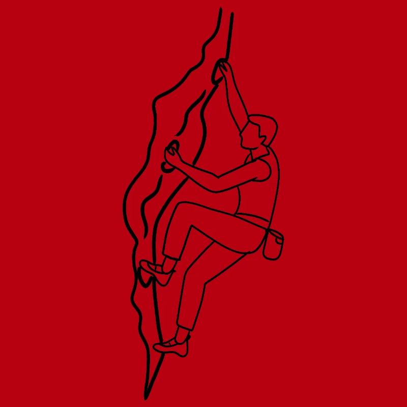 Man on climbing wall