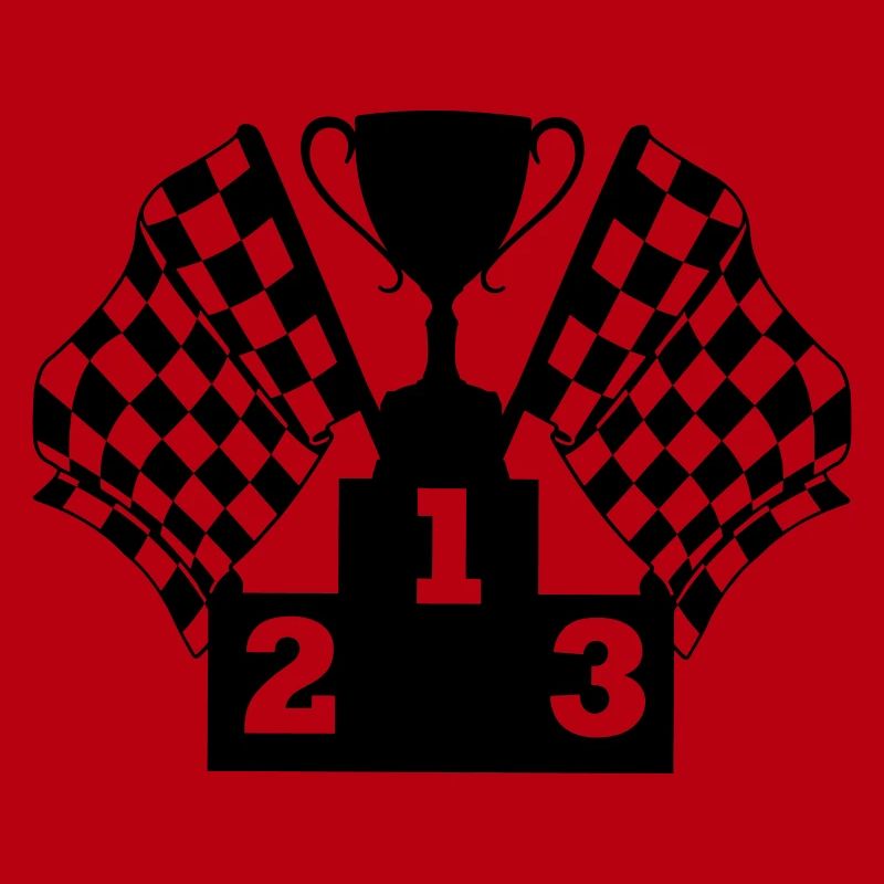 Podium du drapeau de la Coupe de course automobile