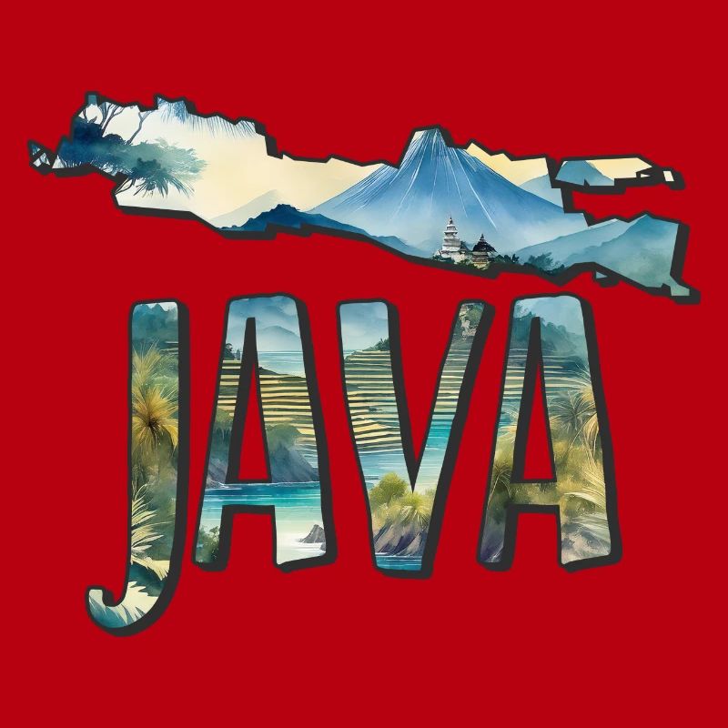 Aquarell Landkarte Java