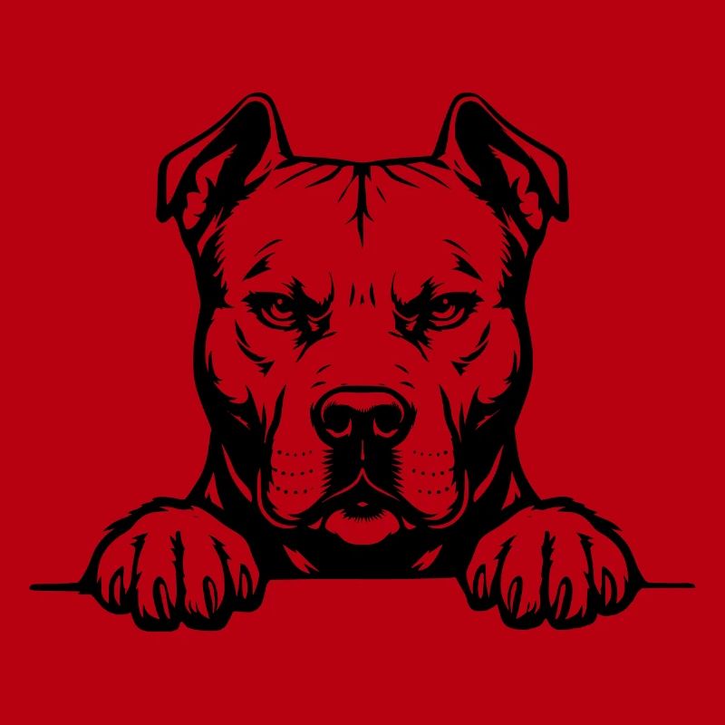 Pitbull Kopf mit Pfoten