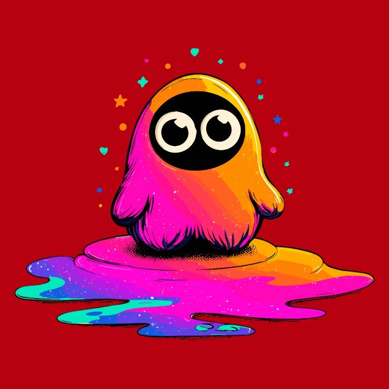Neon Figur auf Farbklecks