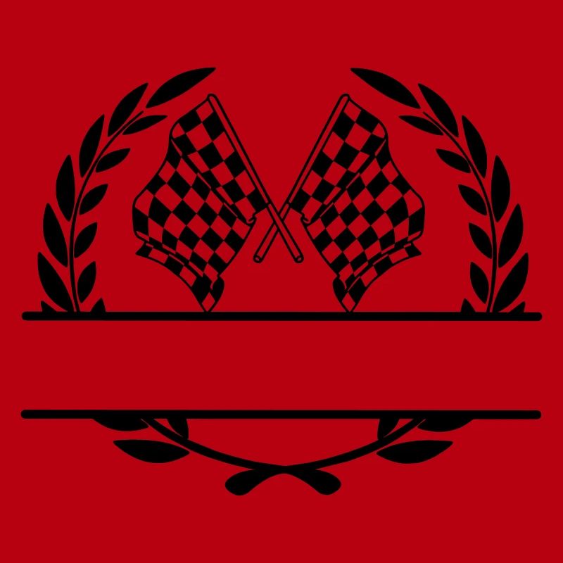 Drapeau de course dans une couronne de laurier