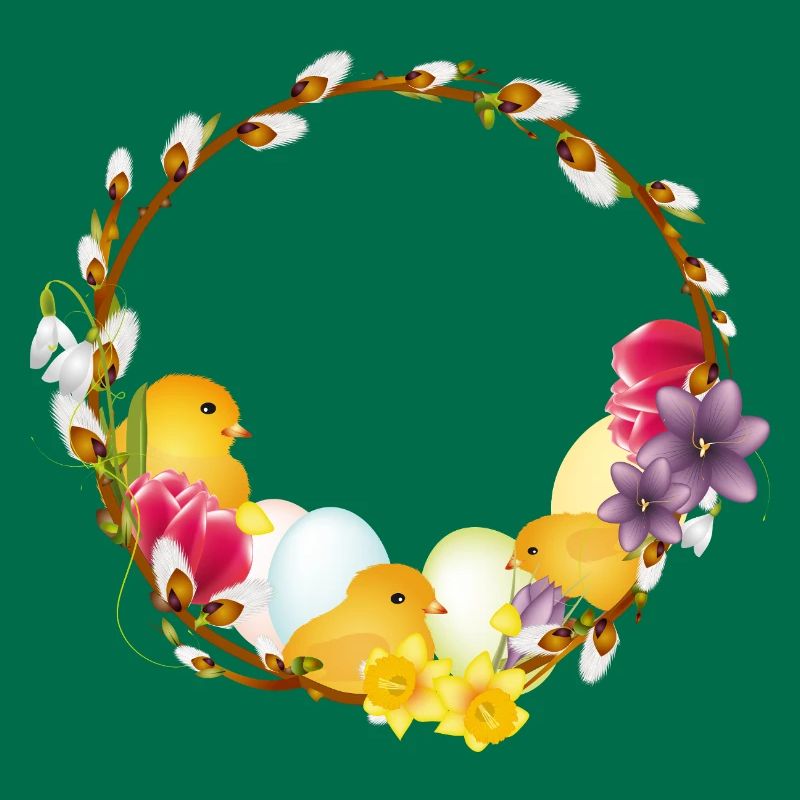 Spring wreath with chick Easter and spring motif
