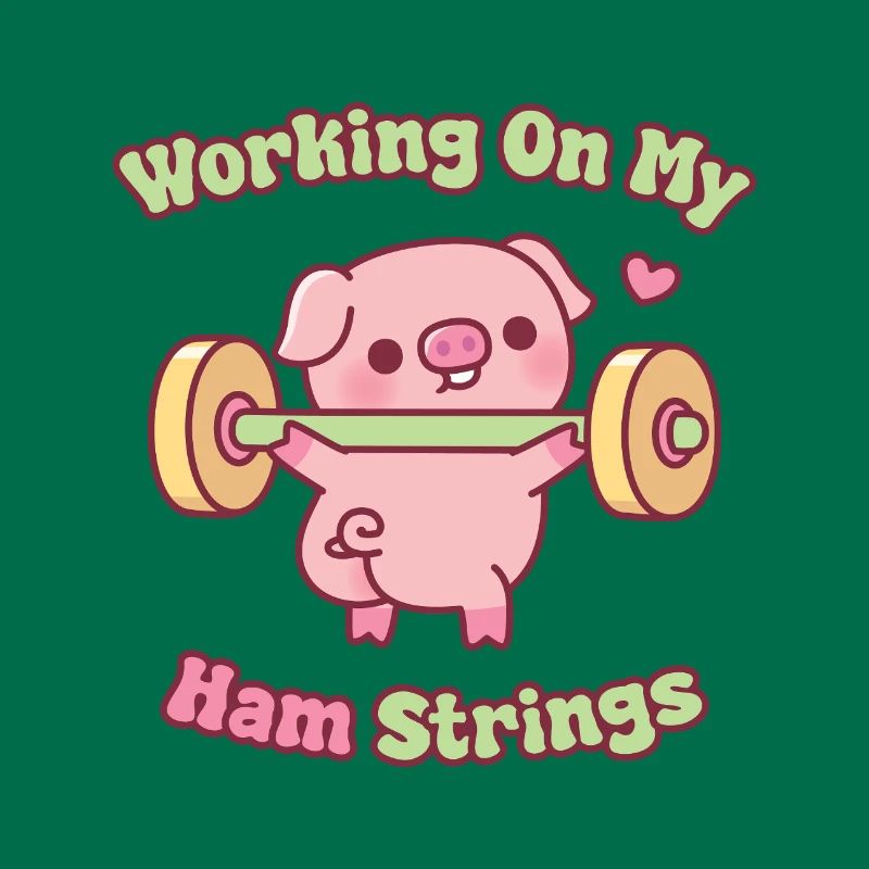 Funny Pig Lifting Weights Working On My Ham String