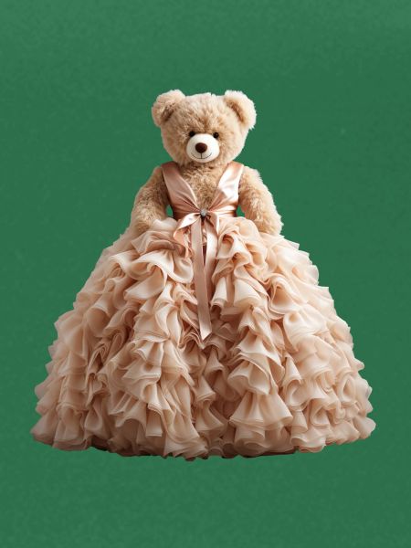 Teddybär im Brautkleid