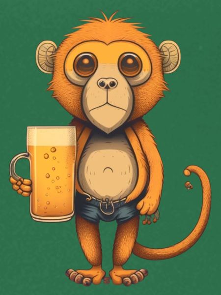 Lustiger Affe mit Bier