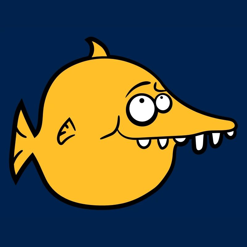 thick round funny comic fish