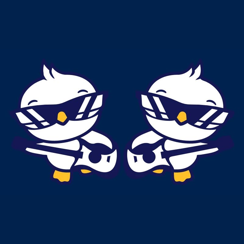 2 poussins oiseaux canards ruban mignon deux amis équipe