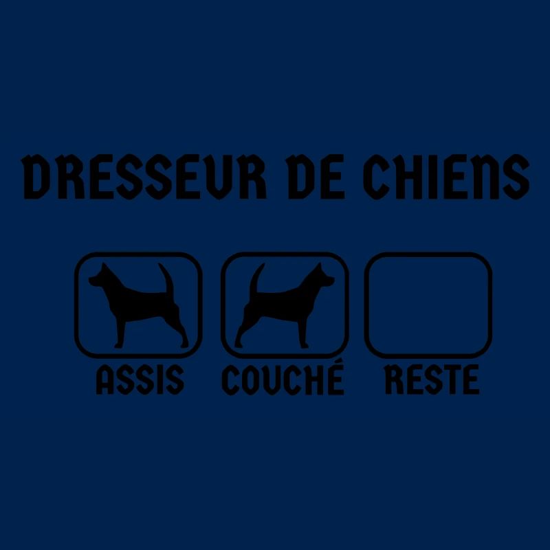Dresseur de chiens : Assis, Couché, Reste