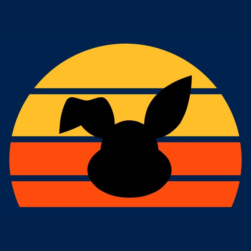 Hasenkopf mit abgeknicktem Ohr vor einer Halbsonne