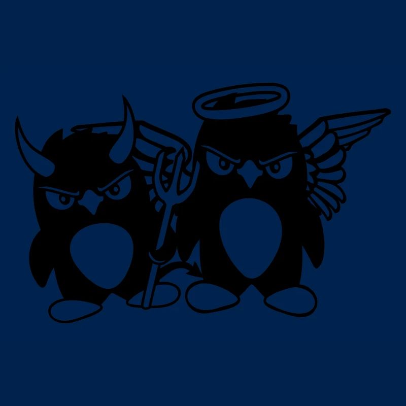 2 Penguins Angel Devil Evil Good Sky Hell Cool
