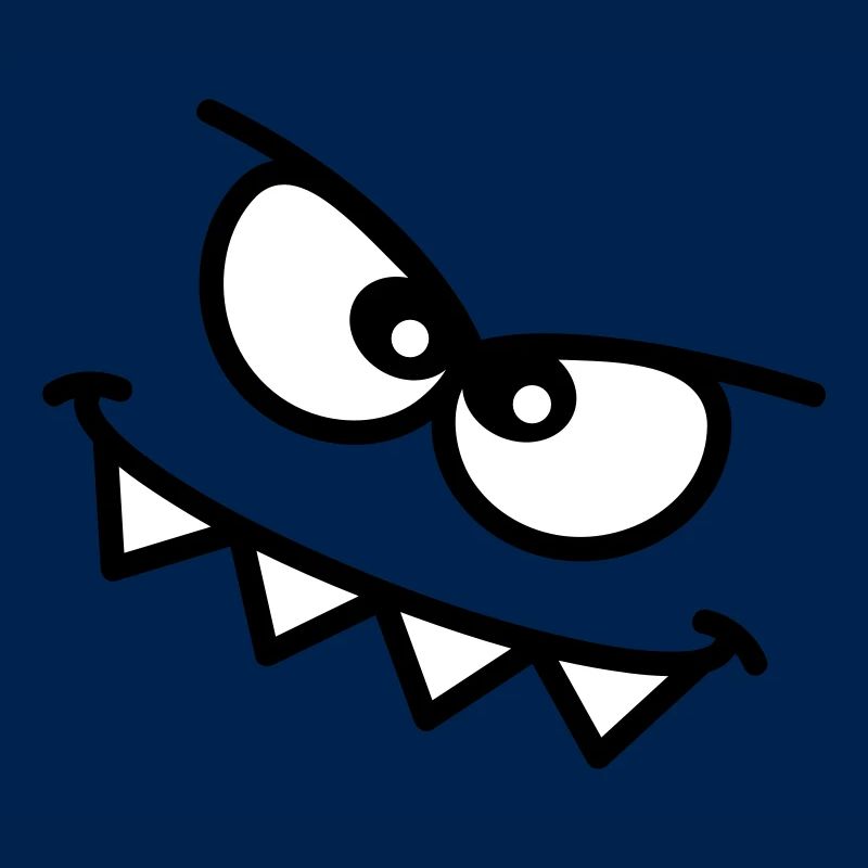 Evil Peeping Cartoon Monster Face Sharp Teeth