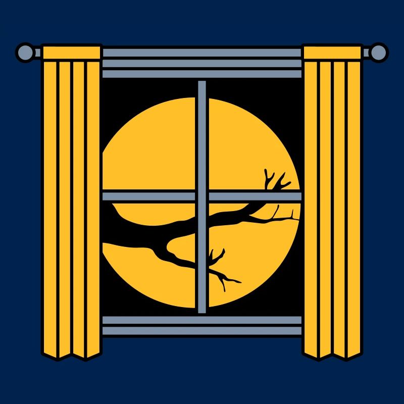 Moon Night Tree Window