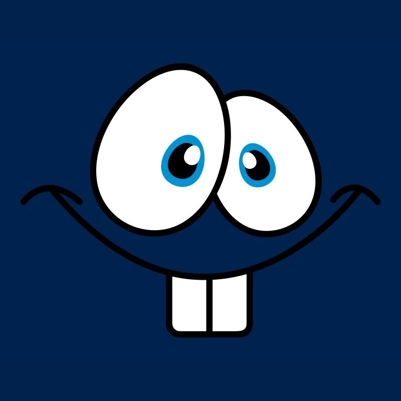 Grinning comic face with big bunny teeth