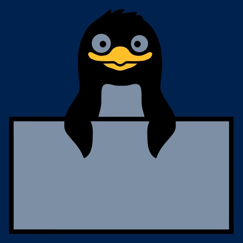 Alberner Pinguin hinter Schild
